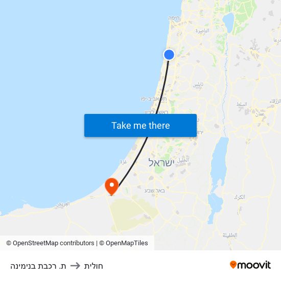 ת. רכבת בנימינה to חולית map