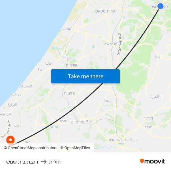 רכבת בית שמש to חולית map