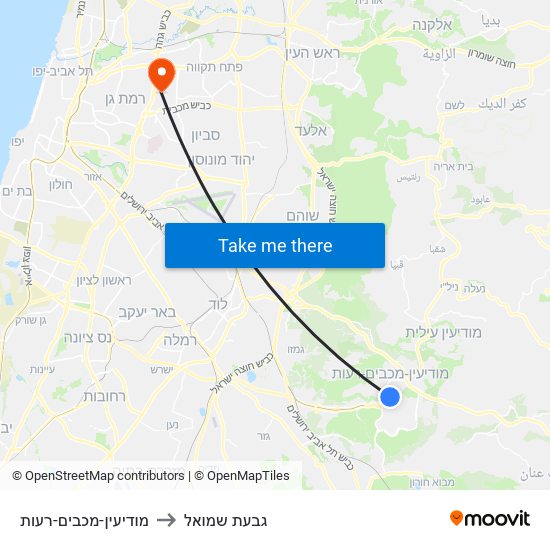 מודיעין-מכבים-רעות to גבעת שמואל map