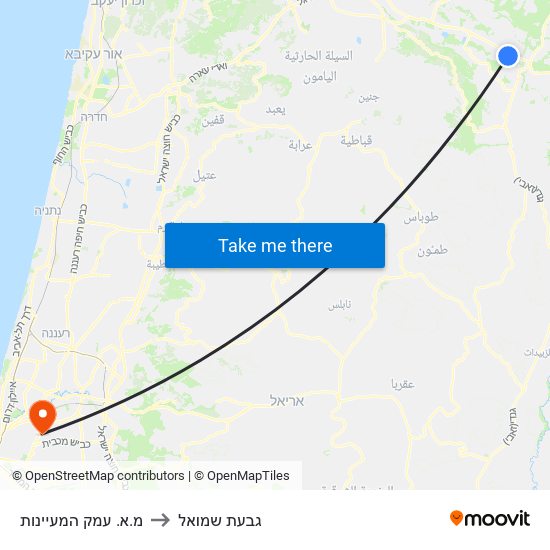 מ.א. עמק המעיינות to גבעת שמואל map