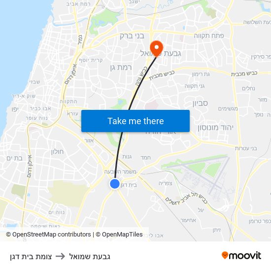 צומת בית דגן to גבעת שמואל map