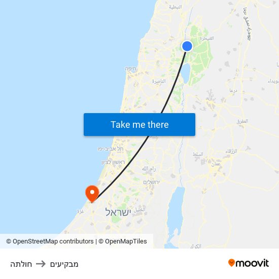 חולתה to מבקיעים map