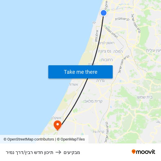 תיכון חדש רבין/דרך נמיר to מבקיעים map