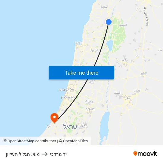 מ.א. הגליל העליון to יד מרדכי map