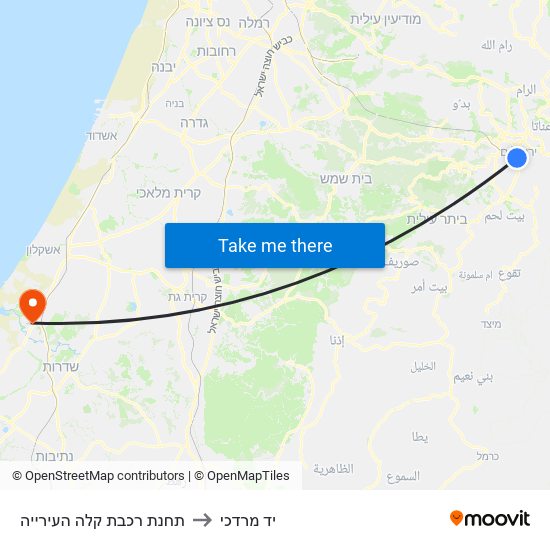 תחנת רכבת קלה העירייה to יד מרדכי map