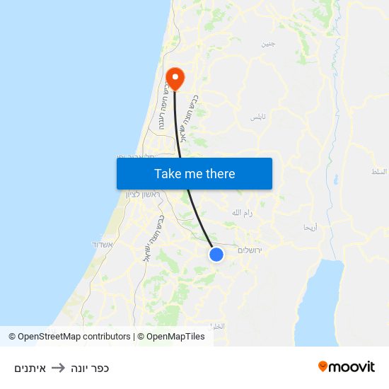 איתנים to כפר יונה map