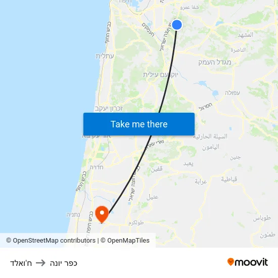 ח'ואלד to כפר יונה map