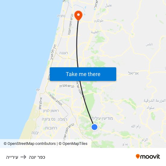 עירייה to כפר יונה map