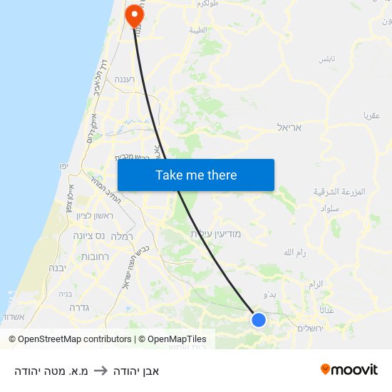 מ.א. מטה יהודה to אבן יהודה map