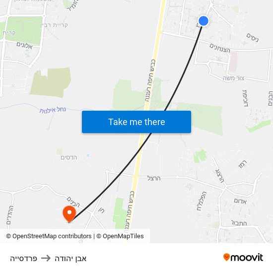 פרדסייה to אבן יהודה map