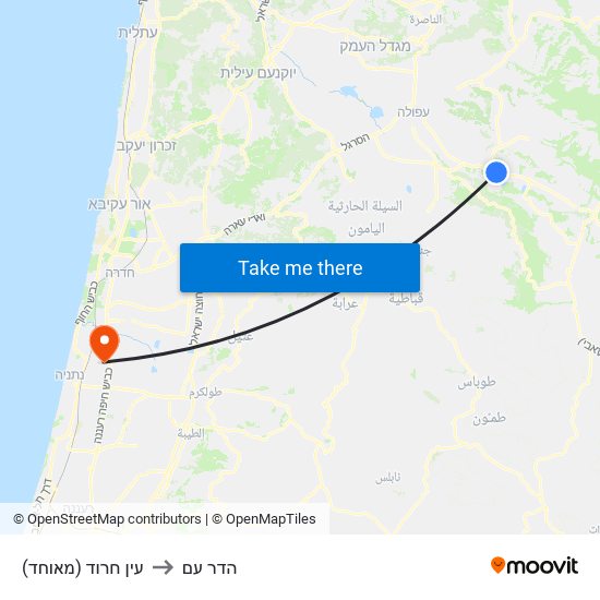 עין חרוד (מאוחד) to הדר עם map