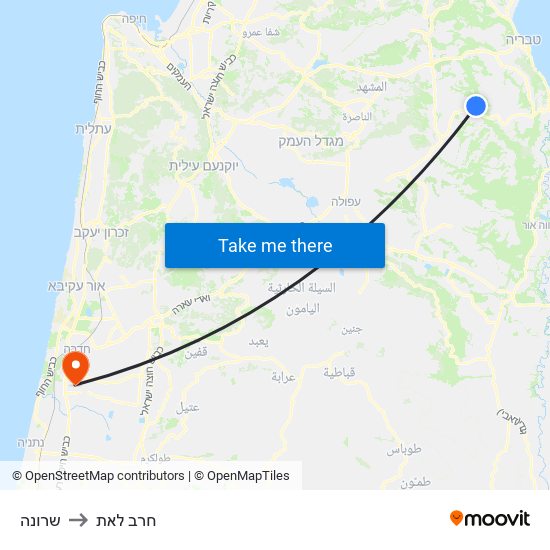 שרונה to חרב לאת map