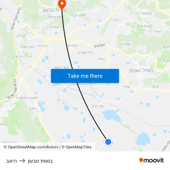 היוגב to בסמת טבעון map