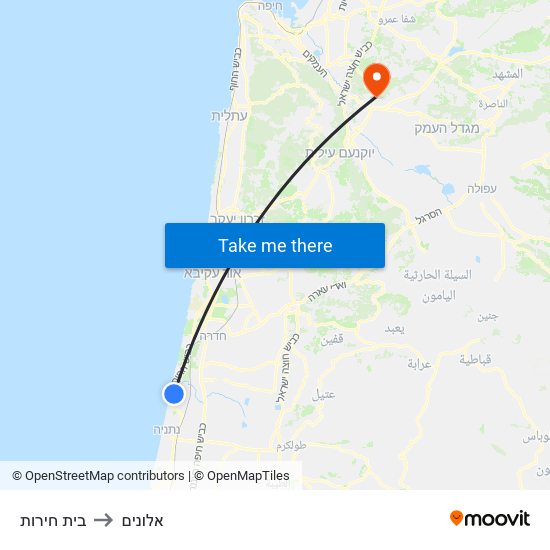 בית חירות to אלונים map