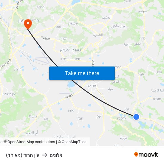 עין חרוד (מאוחד) to אלונים map