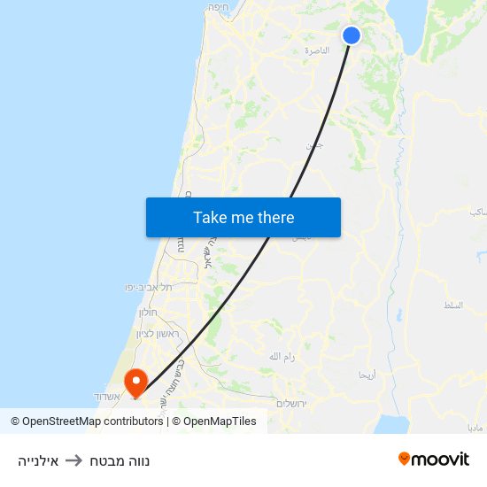 אילנייה to נווה מבטח map