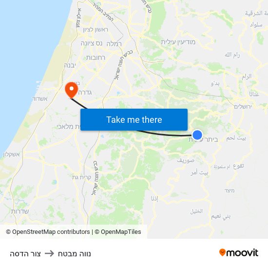 צור הדסה to נווה מבטח map