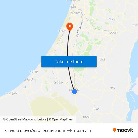 ת.מרכזית באר שבע/רציפים בינעירוני to נווה מבטח map
