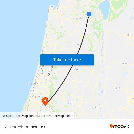 אילנייה to בית חשמונאי map