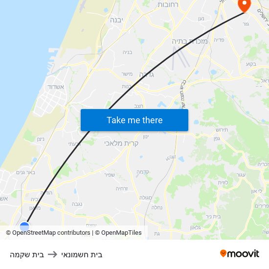 בית שקמה to בית חשמונאי map