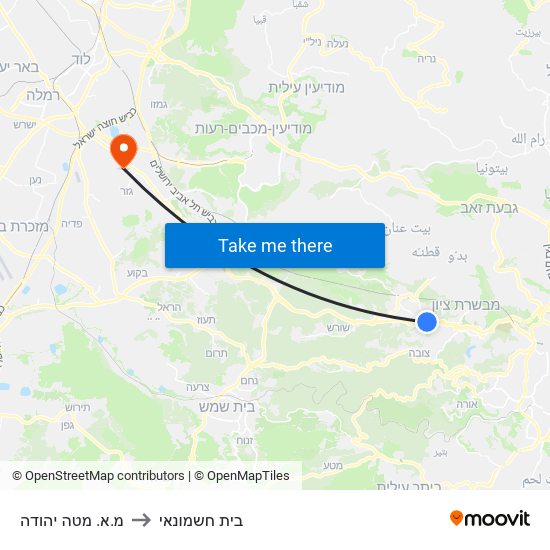 מ.א. מטה יהודה to בית חשמונאי map