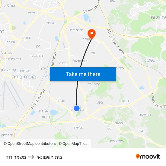 משמר דוד to בית חשמונאי map