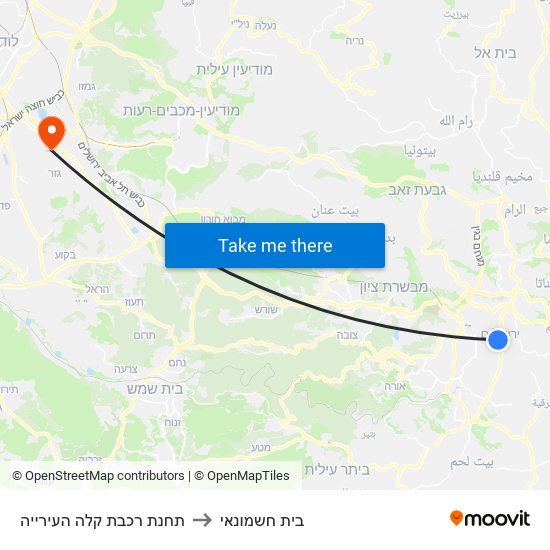 תחנת רכבת קלה העירייה to בית חשמונאי map