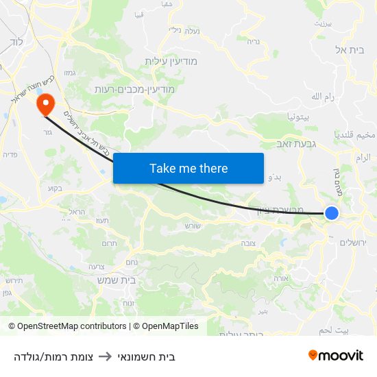 צומת רמות/גולדה to בית חשמונאי map