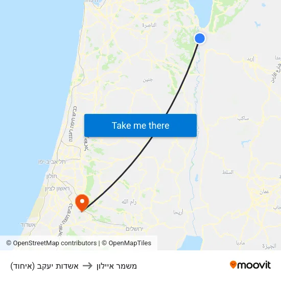 אשדות יעקב (איחוד) to משמר איילון map