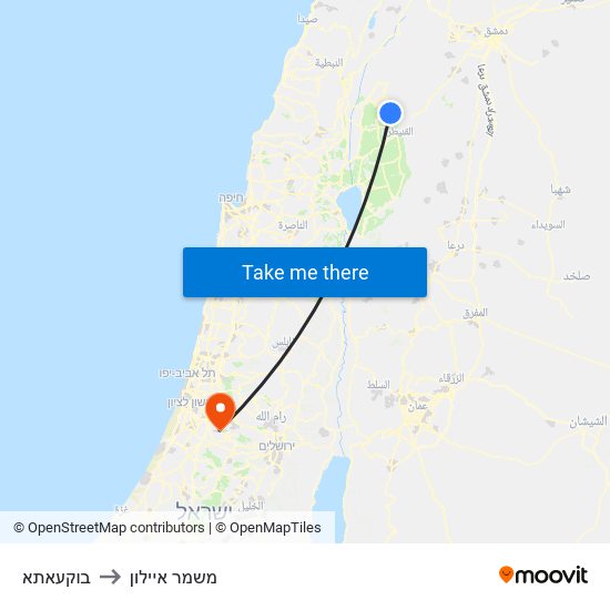 בוקעאתא to משמר איילון map