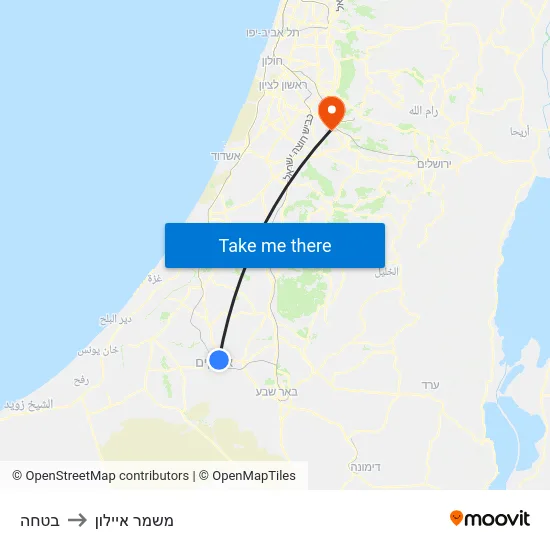 בטחה to משמר איילון map