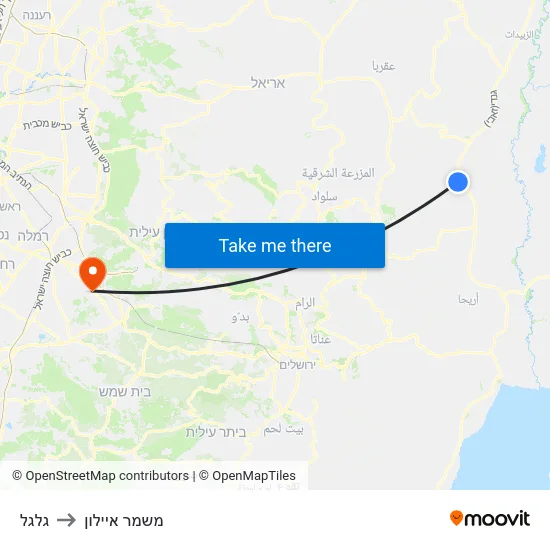 גלגל to משמר איילון map