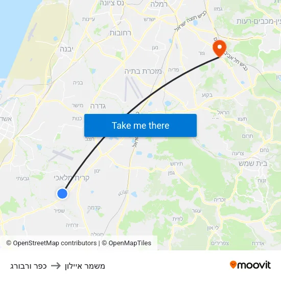 כפר ורבורג to משמר איילון map