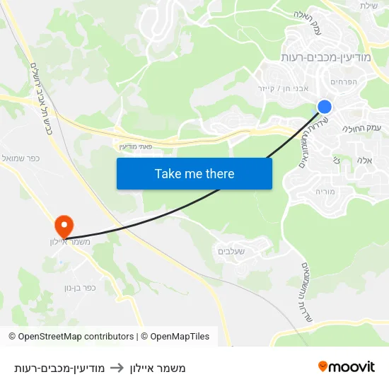 מודיעין-מכבים-רעות to משמר איילון map