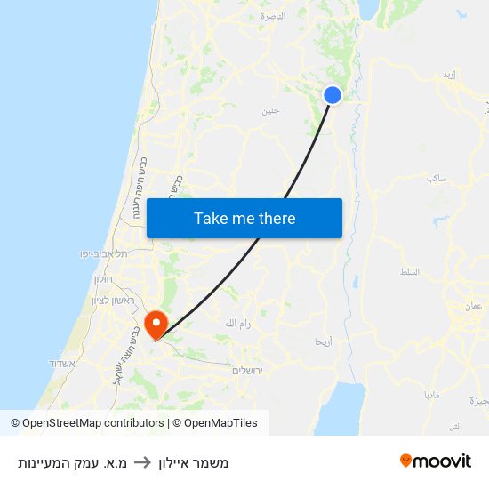 מ.א. עמק המעיינות to משמר איילון map