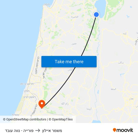 פורייה - נווה עובד to משמר איילון map