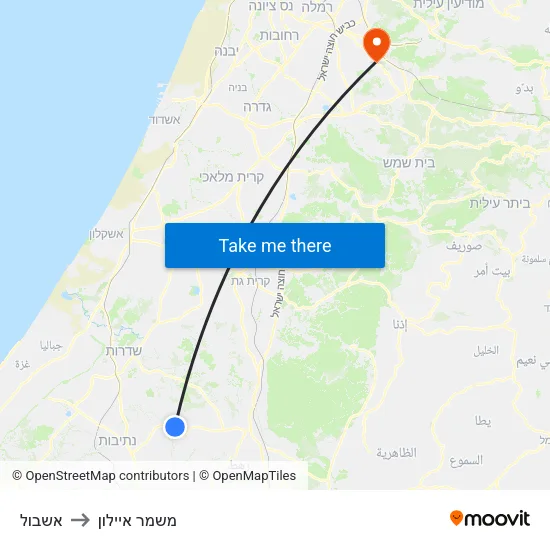 אשבול to משמר איילון map