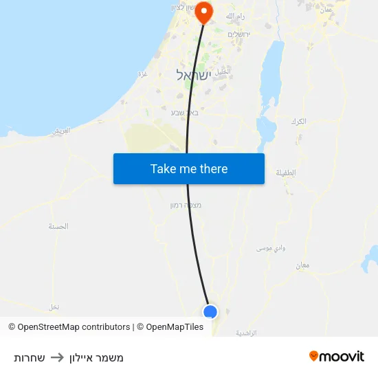 שחרות to משמר איילון map