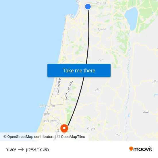 יסעור to משמר איילון map