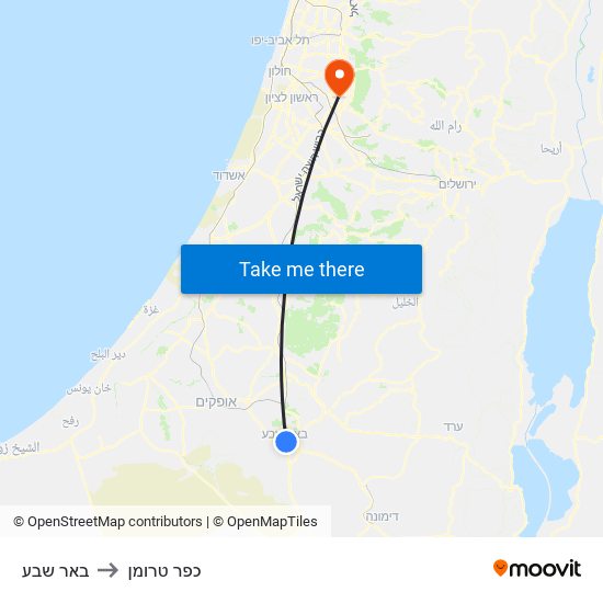 באר שבע to כפר טרומן map