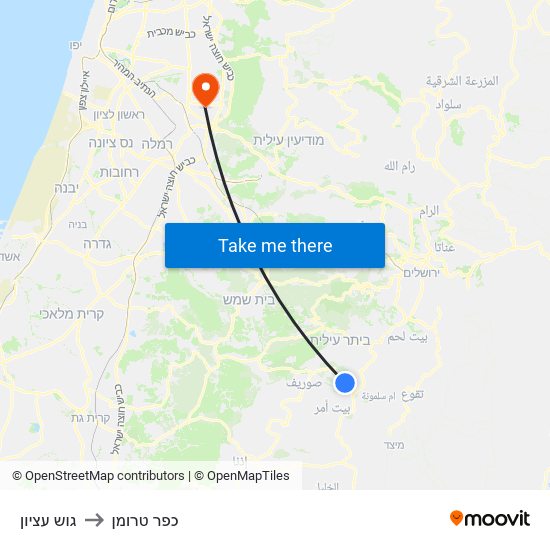 גוש עציון to כפר טרומן map