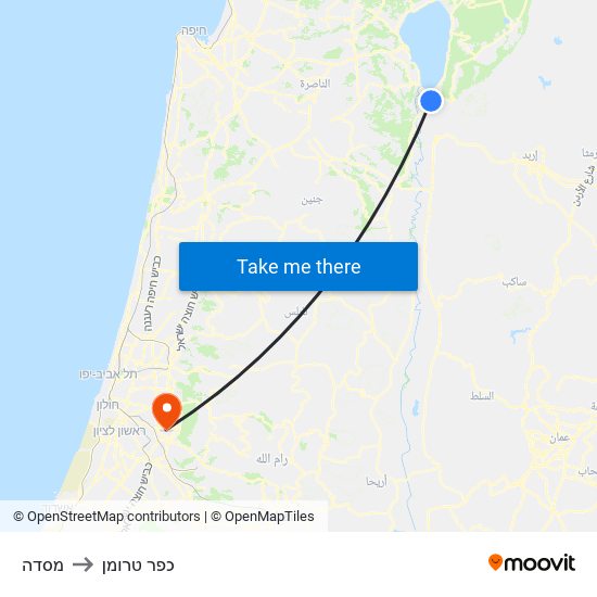 מסדה to כפר טרומן map