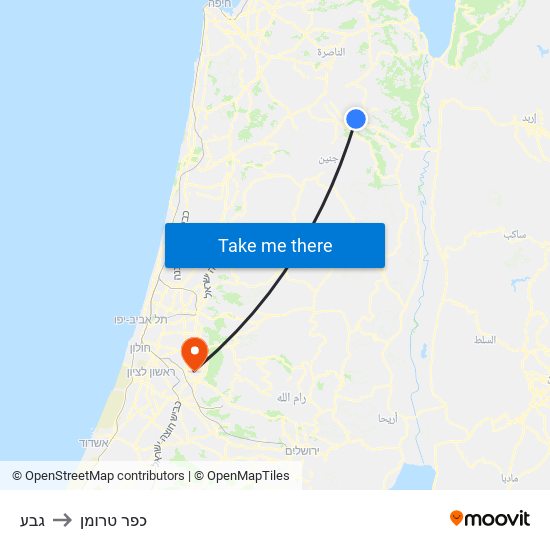 גבע to כפר טרומן map