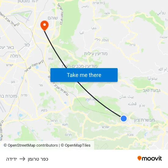 ידידה to כפר טרומן map
