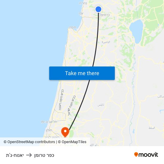 יאנוח-ג'ת to כפר טרומן map