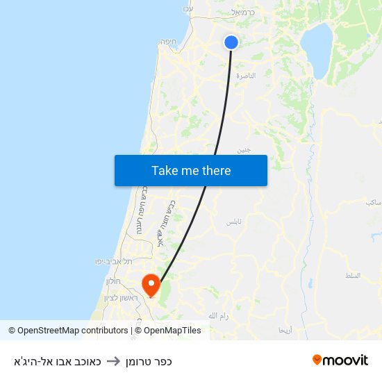 כאוכב אבו אל-היג'א to כפר טרומן map