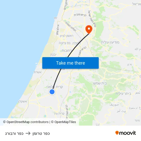 כפר ורבורג to כפר טרומן map