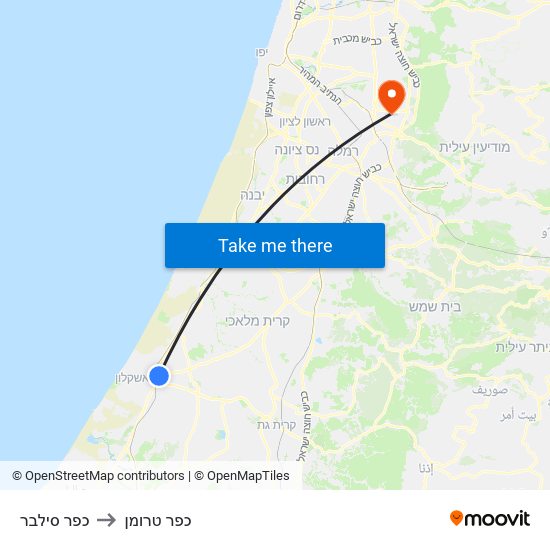 כפר סילבר to כפר טרומן map