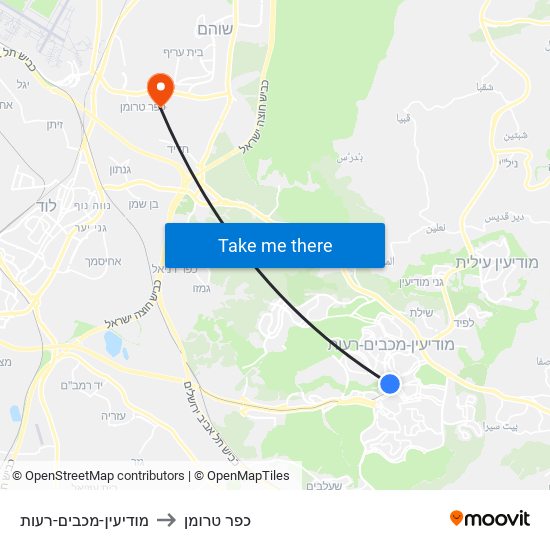 מודיעין-מכבים-רעות to כפר טרומן map