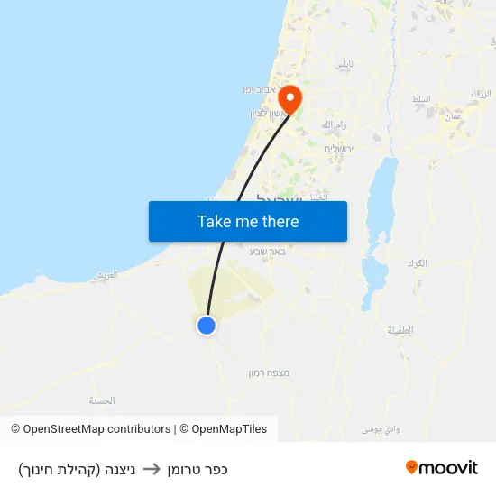 ניצנה (קהילת חינוך) to כפר טרומן map